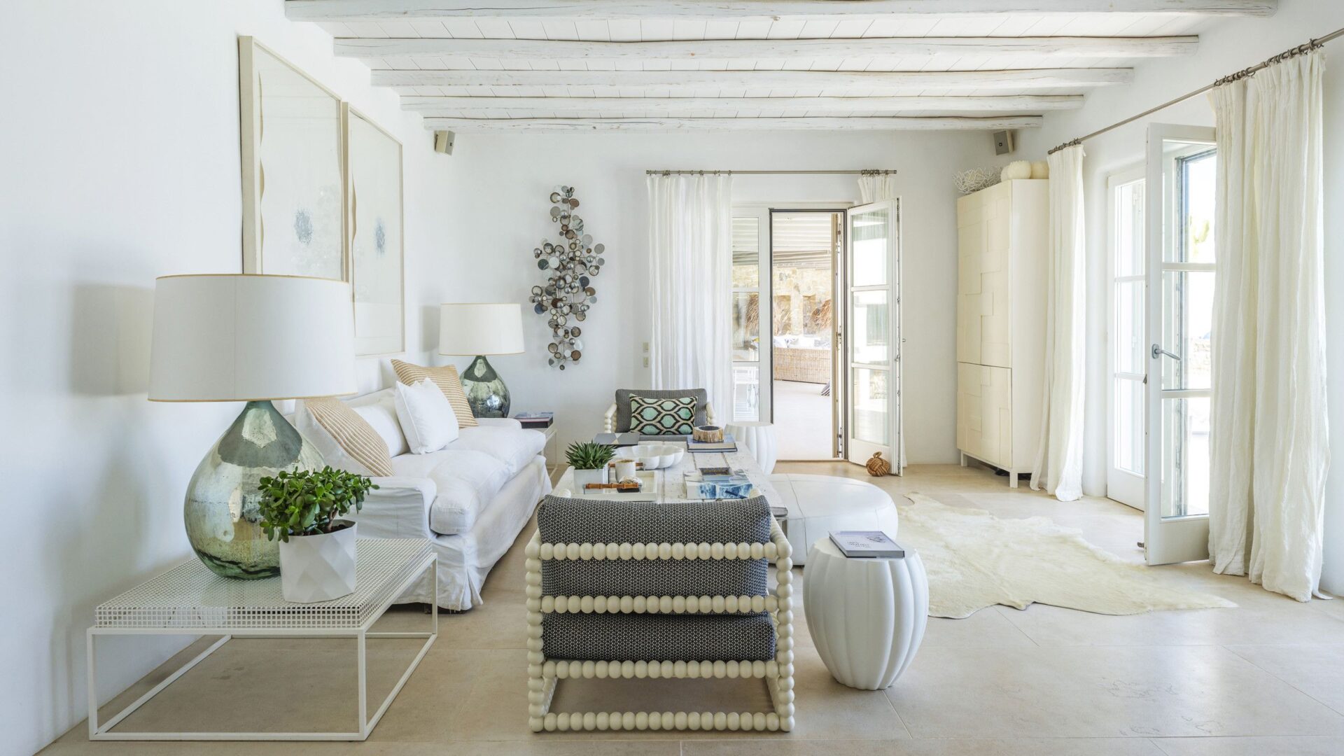 Summer House Mykonos Luxus Ferienvilla Mit Pool Mieten Wohnzimmer