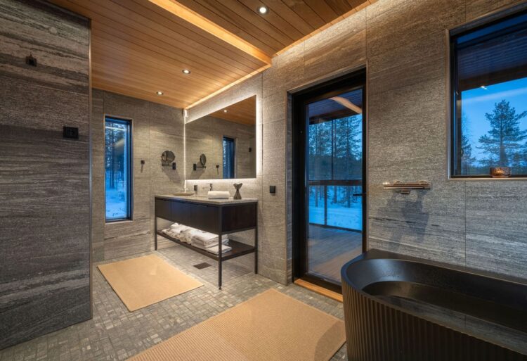Taivas Lodge Luxus Lodge Lappland Mieten Bad