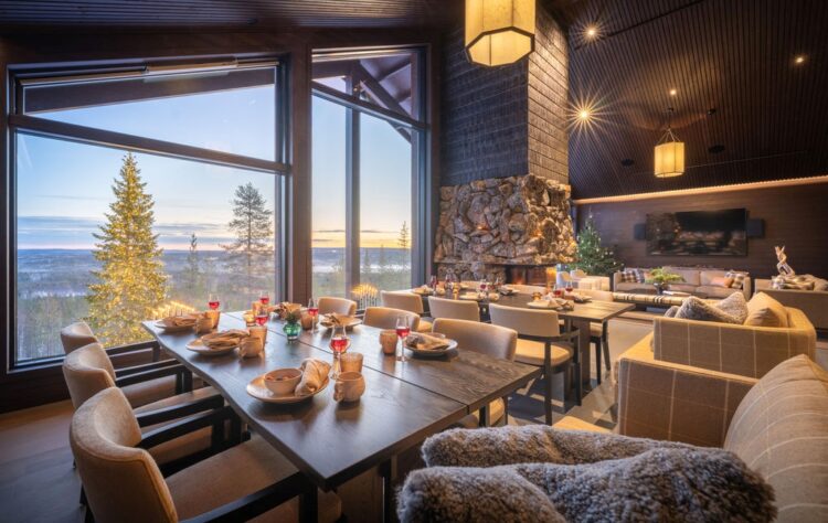 Taivas Lodge Luxus Lodge Lappland Mieten Esstisch