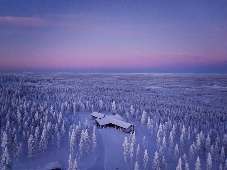 Taivas Lodge Luxus Lodge Lappland Mieten Sunset
