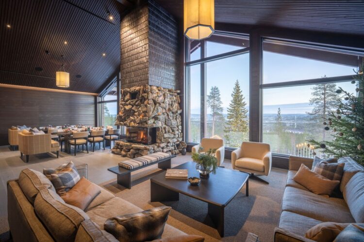 Taivas Lodge Luxus Lodge Lappland Mieten Wohnzimmer