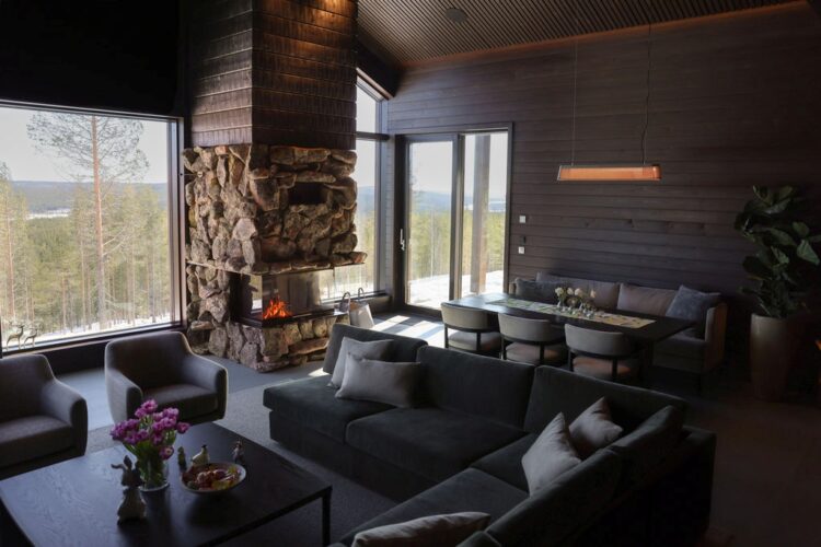 Taivas Villa Luxus Ferienhaus Lappland Mieten Wohnbereich