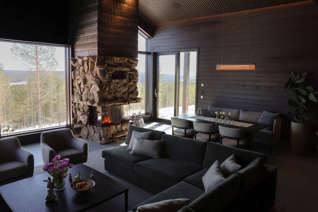 Taivas Villa Luxus Ferienhaus Lappland Mieten Wohnbereich