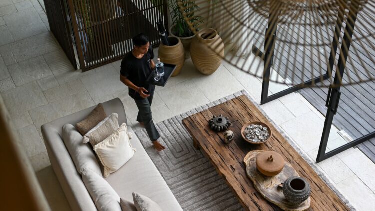 The Palm House Luxus Ferienhaus Bali Mieten Wohnzimmer