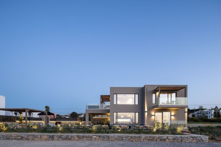 Villa Almyra Luxus Ferienhaus Kreta Am Meer Mieten Frontansicht