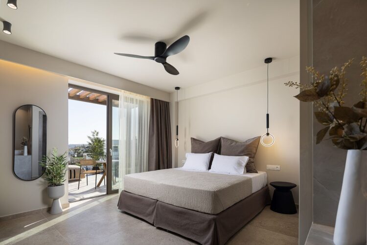 Villa Almyra Luxus Ferienhaus Kreta Am Meer Mieten Schlafbereich