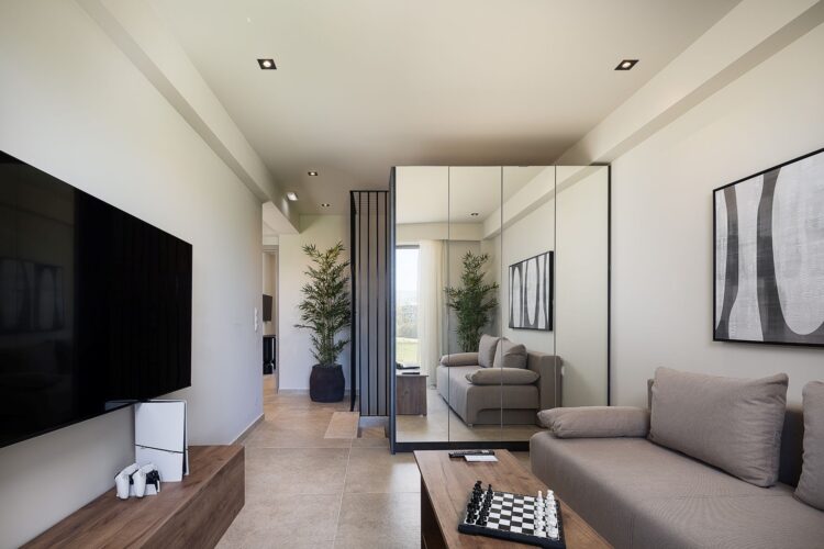 Villa Almyra Luxus Ferienhaus Kreta Am Meer Mieten Tv Room