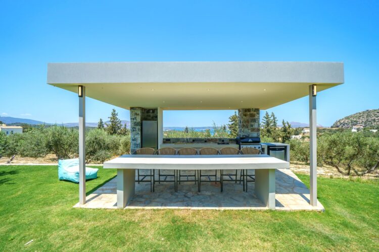 Villa Almyrida Luxus Ferienhaus Kreta Mieten Außenküche