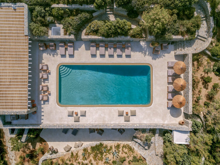 Villa Amakina Mykonos Luxus Ferienhaus Am Strand Mieten Luftaufnahme