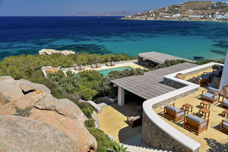 Villa Amakina Mykonos Luxus Ferienhaus Am Strand Mieten Poolbereich Meerblick