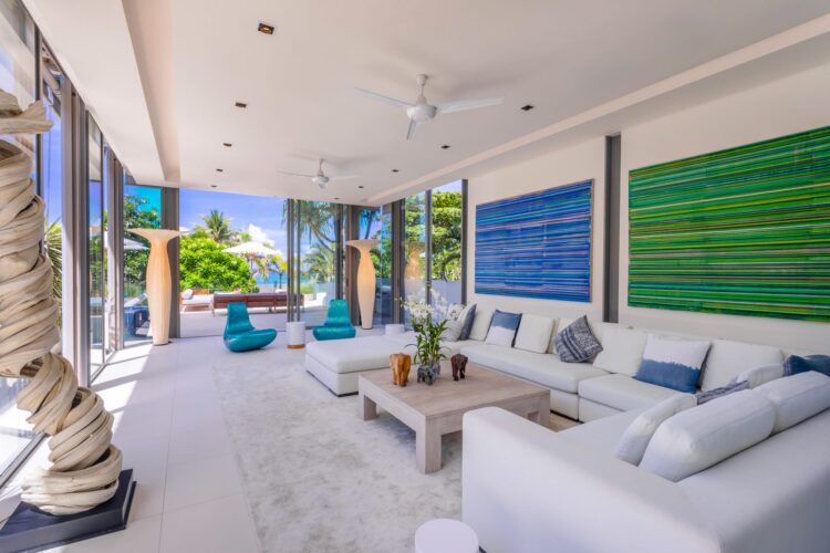 Villa Aqua Luxus Ferienhaus Phuket Am Strand Mieten Wohnzimmer