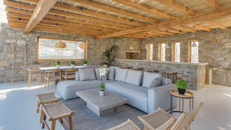 Villa Astralis Iii Lounge Bereich Mit Blick Auf Die Ägäis Mykonos Griechenland Mieten