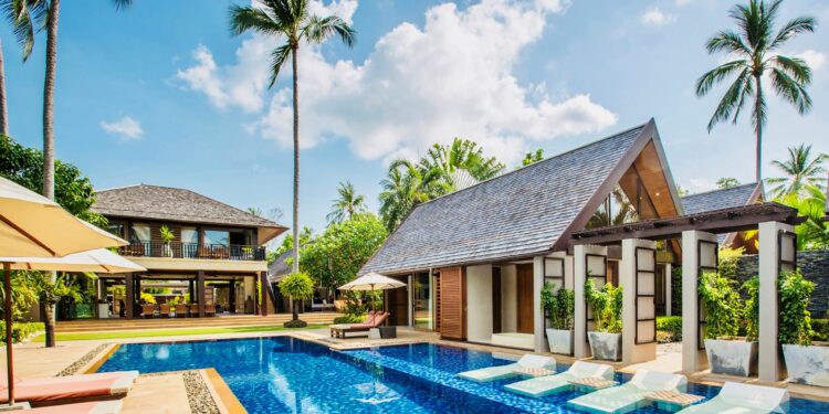 Villa Baan Puri Luxus Ferienhaus Koh Samui Außenansicht Mit Pool