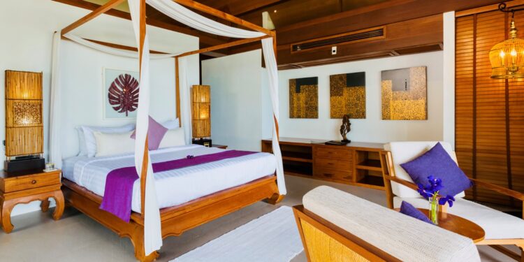 Villa Baan Puri Exklusives Ferienhaus Koh Samui Thailand Einladendes Schlafzimmer