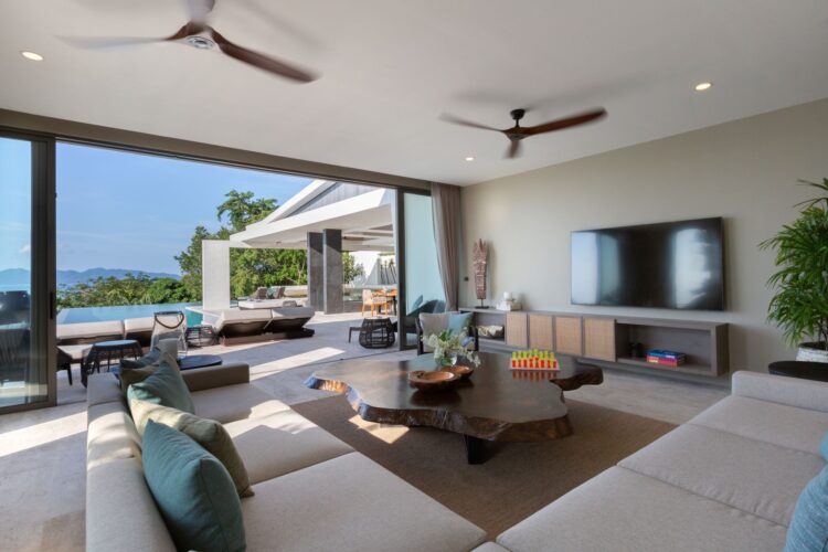 Villa Celadon Luxus Ferienhaus Koh Samui Mit Meerblick Mieten Tv Raum
