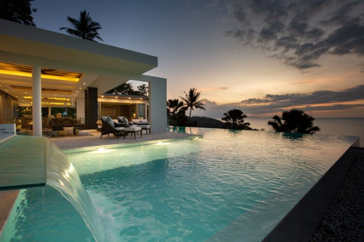 Villa Celadon Luxus Ferienhaus Koh Samui Mit Meerblick Mieten Wasserfall