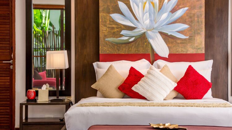 Villa Chi Samui Luxus Ferienhuas Koh Samui Am Strand Mieten Bett Details