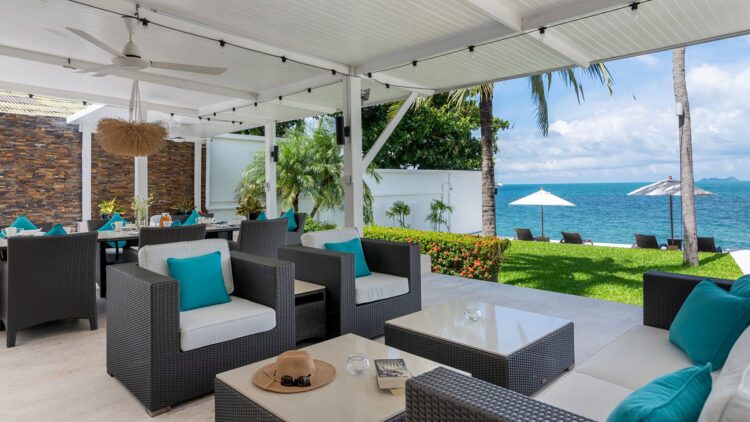 Villa Chi Samui Luxus Ferienhuas Koh Samui Am Strand Mieten Outdoor Lounge