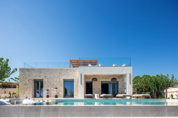 Villa Dramia Luxus Ferienhaus Kreta Mit Pool Mieten Außenansicht