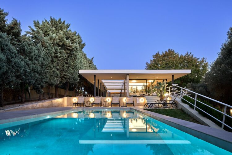 Villa Epta Luxus Ferienhaus Kreta Mieten Pool By Night