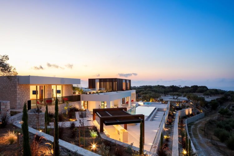 Villa Estelle Luxus Ferienhaus Kreta Mieten Abendstimmung