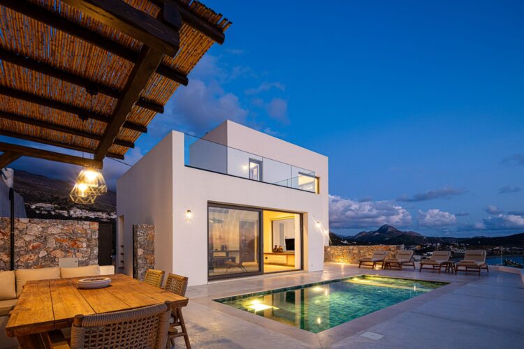 Villa Gino Luxus Ferienhaus Kreta Am Strand Mieten Abendstimmung