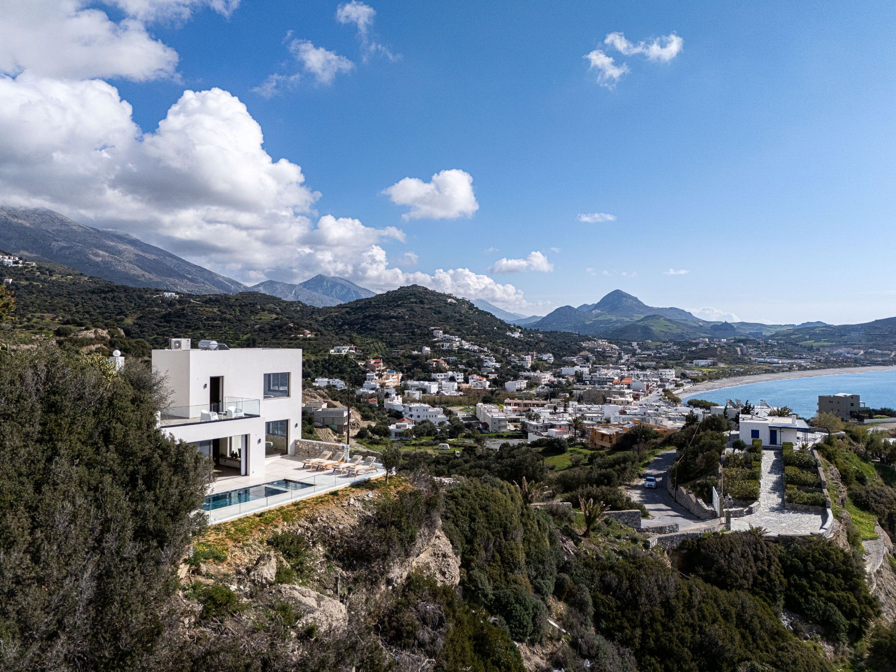 Villa Gino Luxus Ferienhaus Kreta Am Strand Mieten Drohne