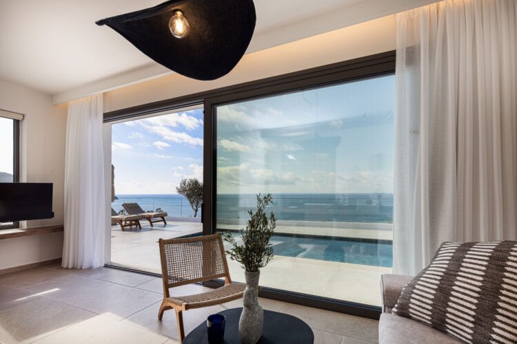 Villa Gino Luxus Ferienhaus Kreta Am Strand Mieten Wohnbereich
