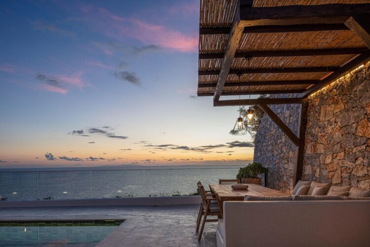 Villa Gino Luxus Ferienhaus Kreta Am Strand Mieten Abend Sunset