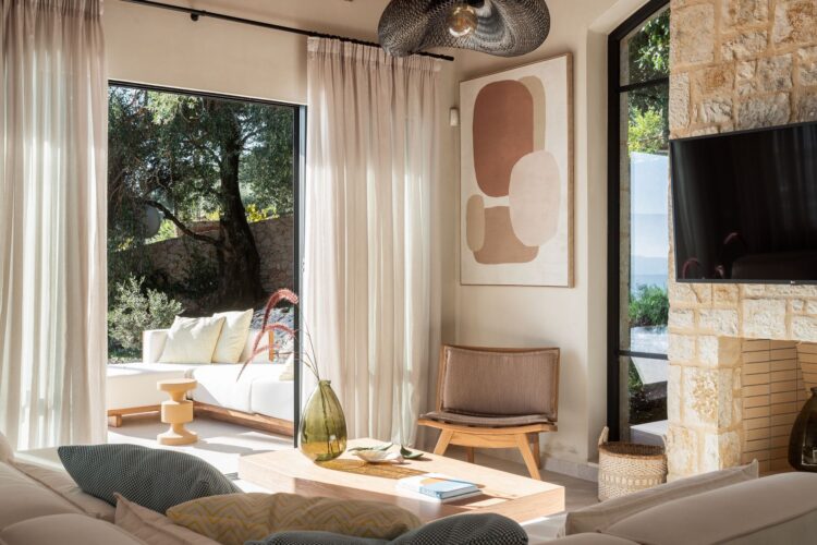 Villa Ionis Luxus Ferienhaus Korfu Mieten Wohnzimmer