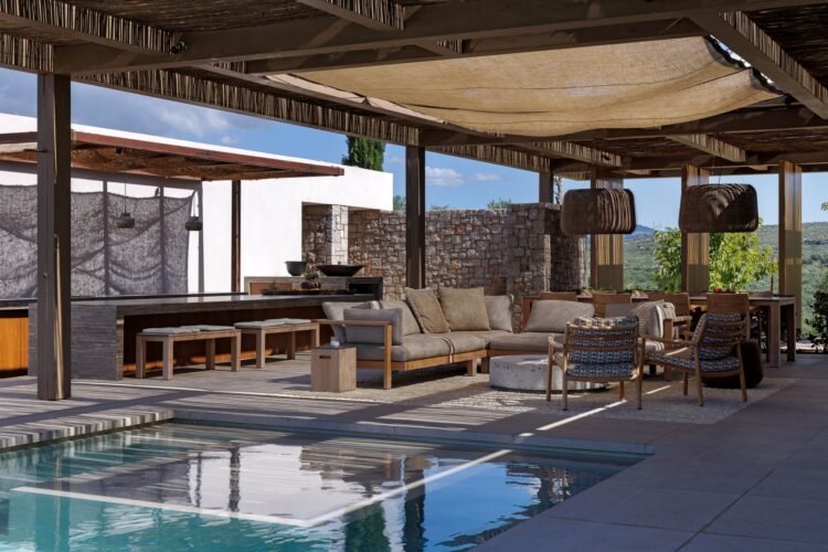 Villa Kalliste Luxus Ferienvilla Peloponnes Griechenland Mieten Terrasse