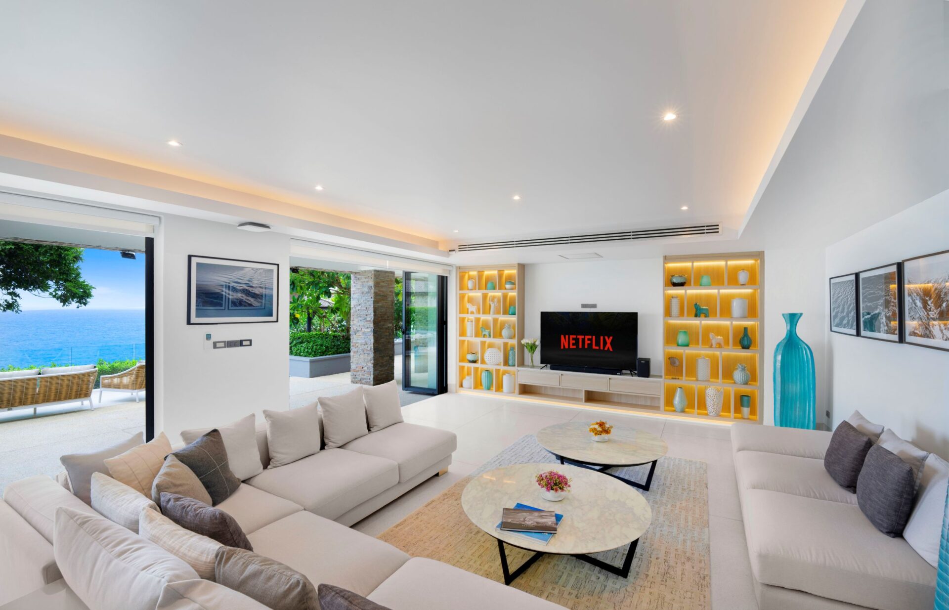 Villa La Prana Luxuriöses Ferienhaus Phuket Thailand Am Meer Mieten Wohnzimmer