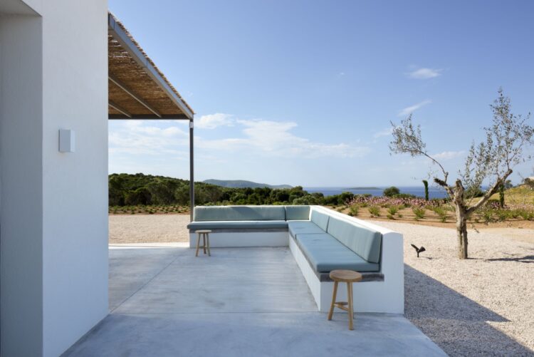 Villa Lambes Beach Luxus Ferienhaus Peloponnes Mieten Lounge Area