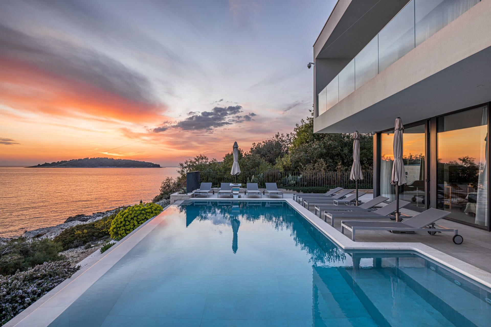 Villa Magnolia Luxus Ferienhaus Kroatien Mieten Sonnenuntergang