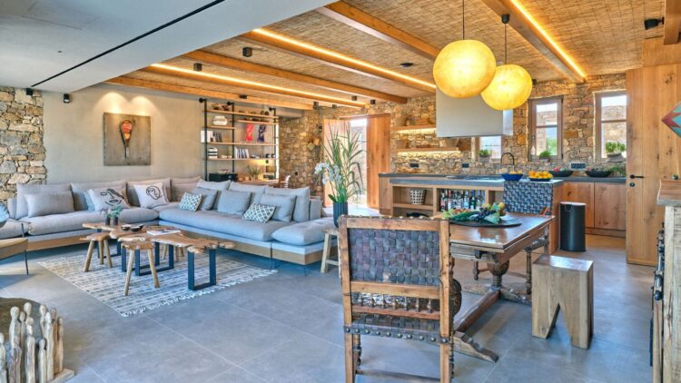 Villa Molos Beach Luxus Ferienhaus Paros Mit Pool Wohnzimmer