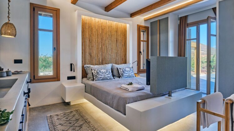 Villa Molos Beach Luxus Ferienvilla Paros Mit Pool Schlafzimmer