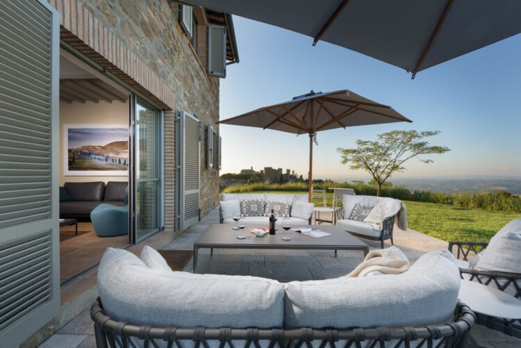 Villa Montalcino Luxus Ferienhaus Toskana Mieten Lounge Area