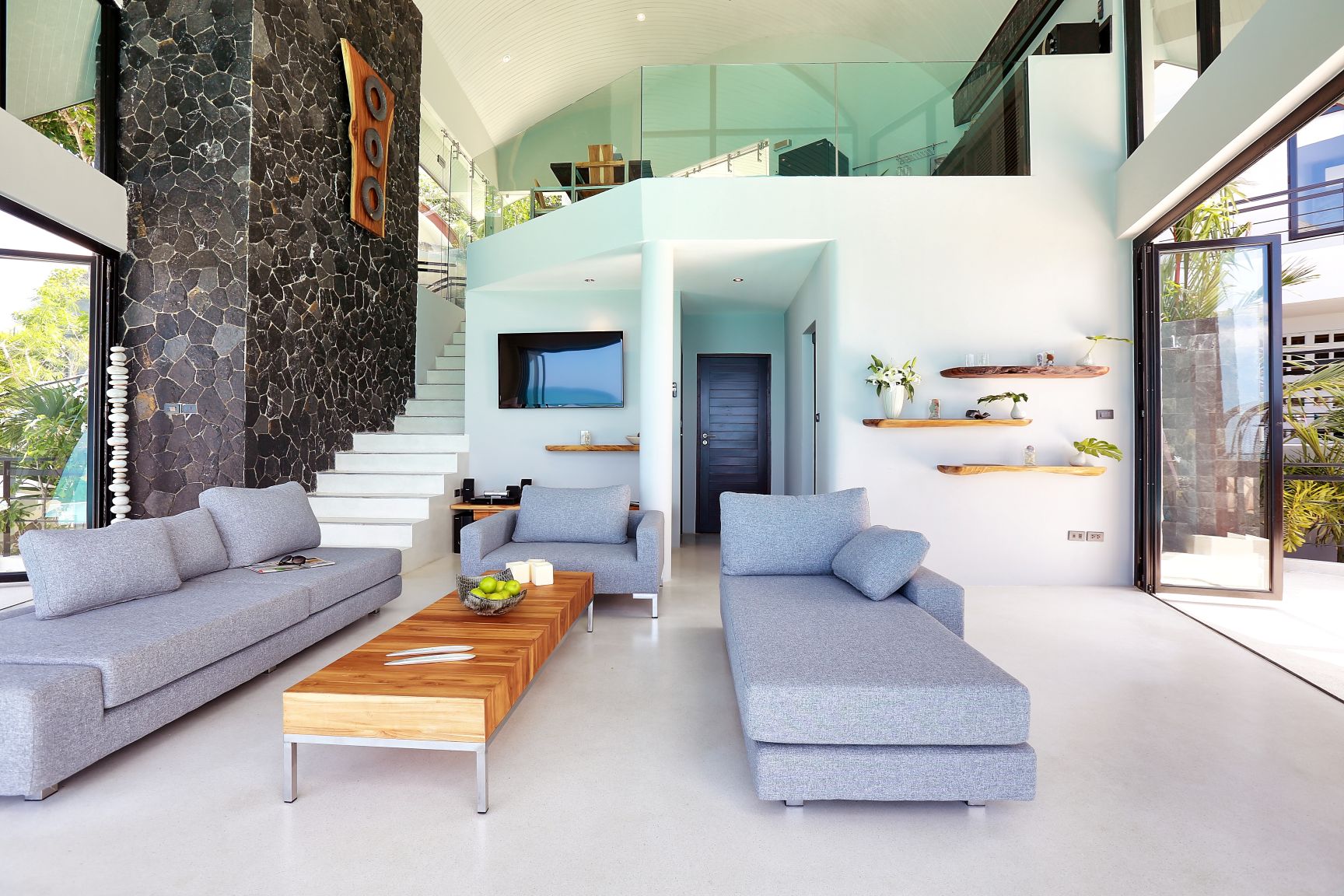 Villa Moonshadow Luxus Ferienhaus Koh Samui Mit Meerblick Mieten Wohnzimmer
