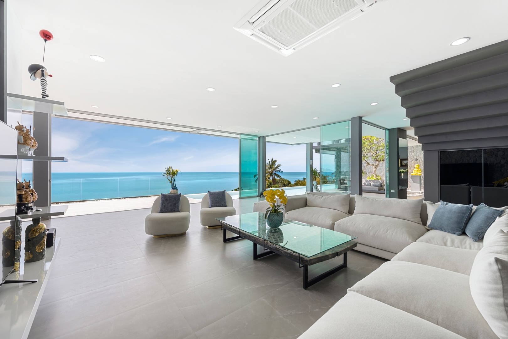 Villa Moonstar Luxus Ferienvilla Koh Samui Mieten Wohnzimmer