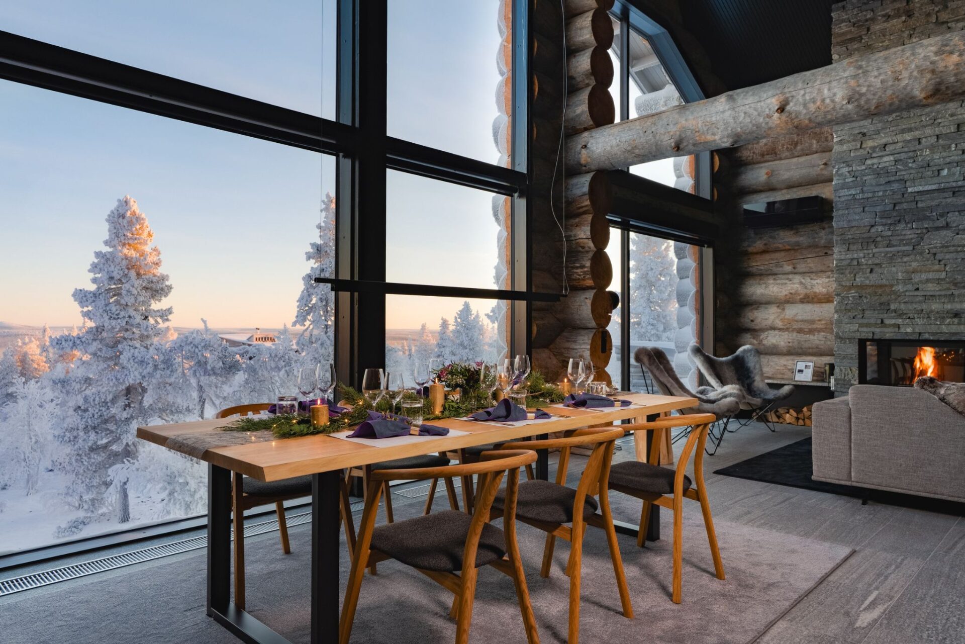 Villa Nita Luxus Ferienhaus Lappland Mieten Dinner