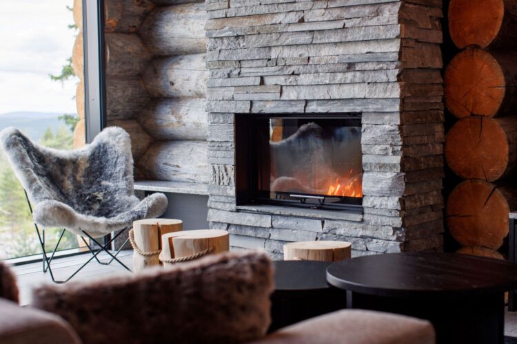 Villa Nita Luxus Ferienhaus Lappland Mieten Kamin