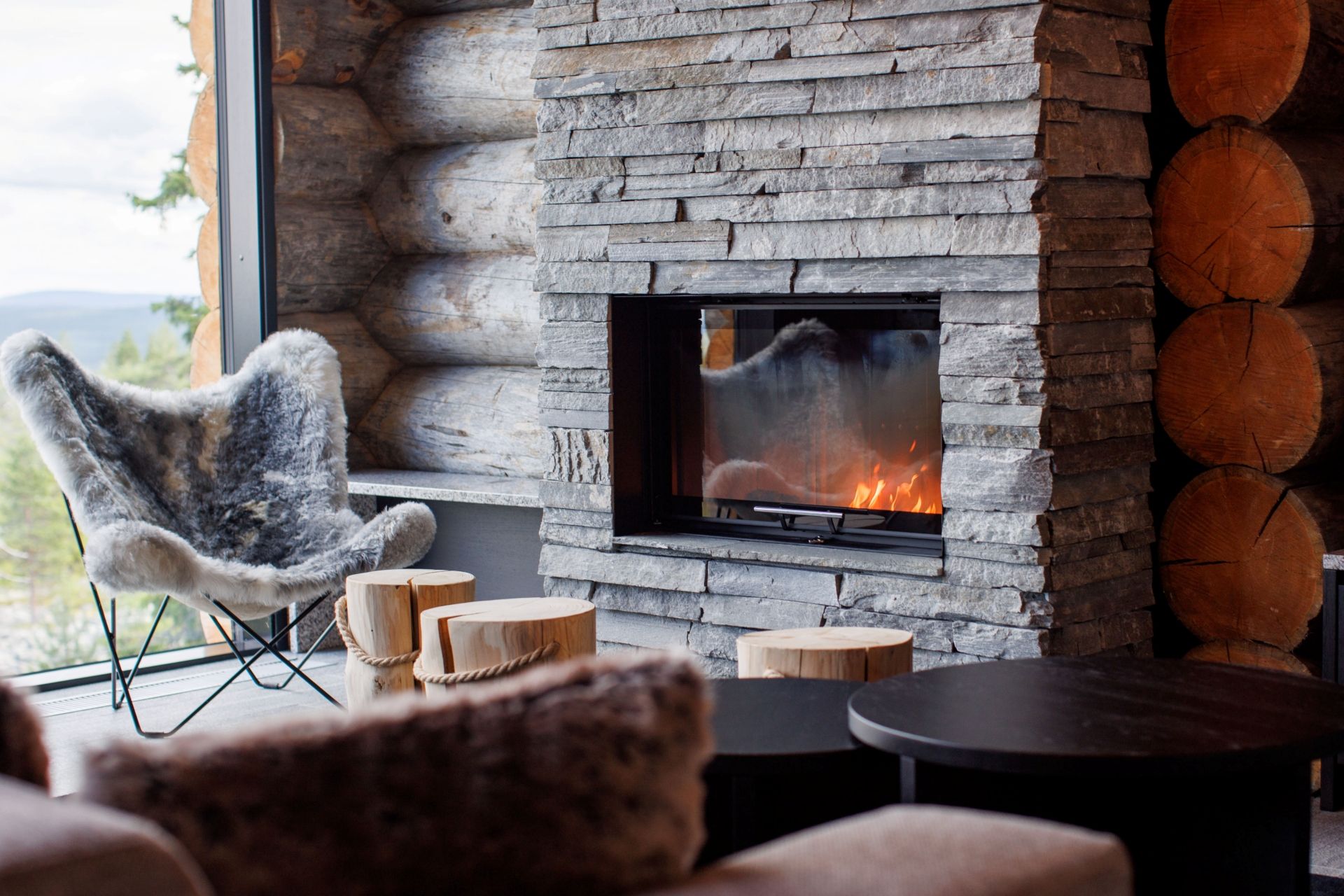 Villa Nita Luxus Ferienhaus Lappland Mieten Kamin
