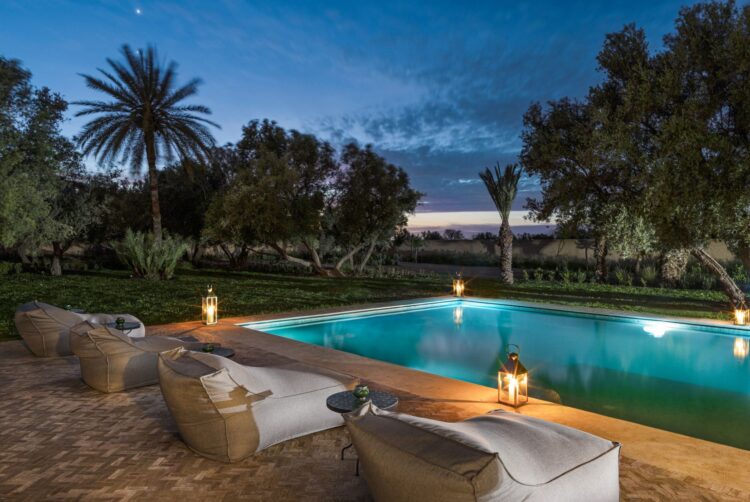 Villa Ourika Luxus Ferienhaus Marokko Mieten Pool By Night