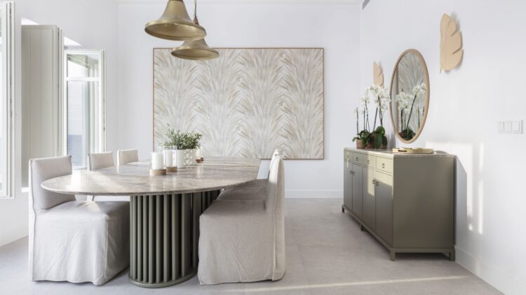 Villa Parasporos Beach Luxus Ferienhaus Paros Griechenland Mieten Esstisch