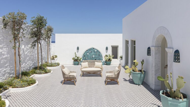 Villa Parasporos Beach Luxus Ferienhaus Paros Griechenland Mieten Garten