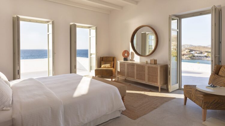 Villa Parasporos Beach Luxus Ferienhaus Paros Griechenland Mieten Schlafzimmer