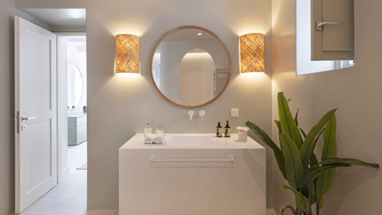 Villa Parasporos Beach Luxus Ferienhaus Paros Griechenland Mieten Waschbecken