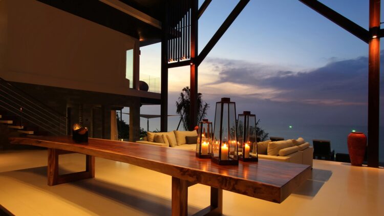 Villa Saan Luxus Ferienhaus Phuket Mit Meerblick Mieten Abendstimmung