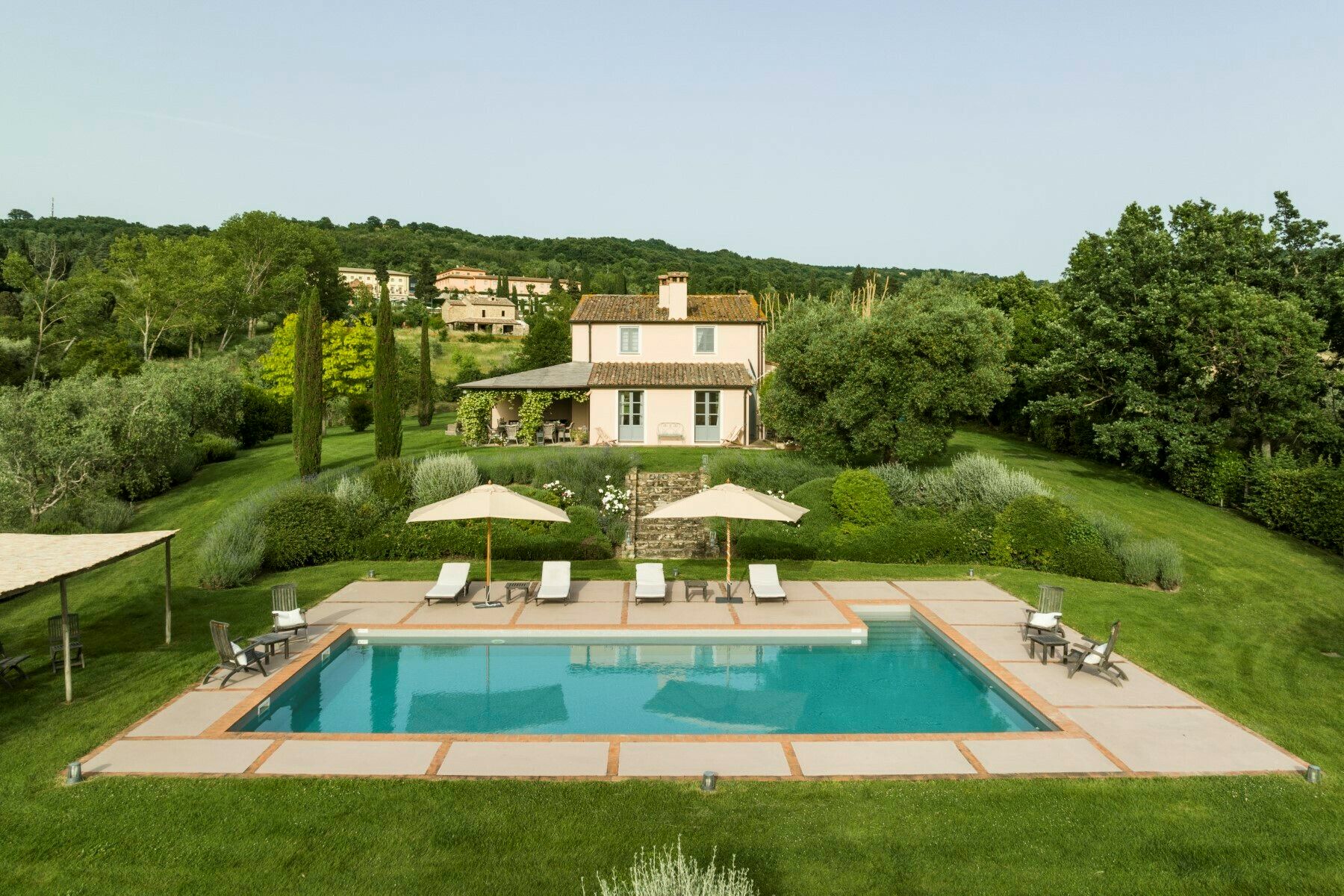 Villa San Casciano Luxus Ferienhaus Toskana Mieten Poolbereich