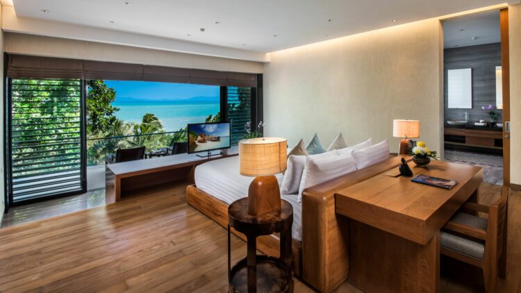 Villa Sawarin Luxus Ferienvilla Phuket Thailand Schlafzimmer Mit Tv Und Meerblick
